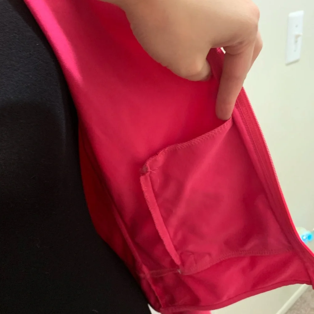 Champion “Barbie” Pink & Black Long Sleeve Zip Up Activewear with Thumbholes - Picture 7 of 7